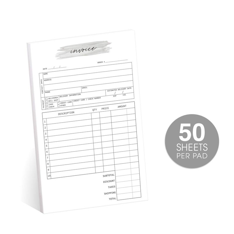 SBlabels Watercolor 2-Part Carbonless Invoice Form Pad / 50 Sets / 5.5" x 8.5" Carbon Copy Purchase Sales Receipt Book - Image 4